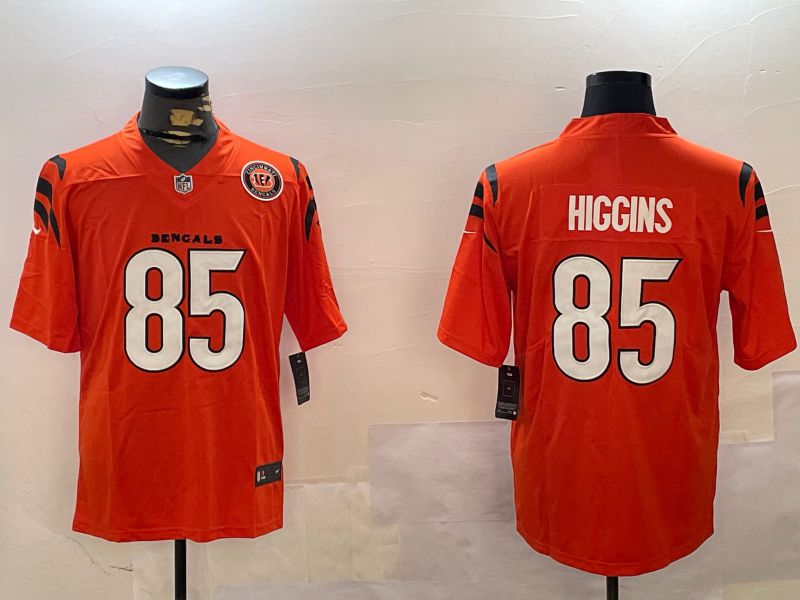 Men Cincinnati Bengals #85 Higgins Orange Second generation 2024 Nike Limited NFL Jersey style 1